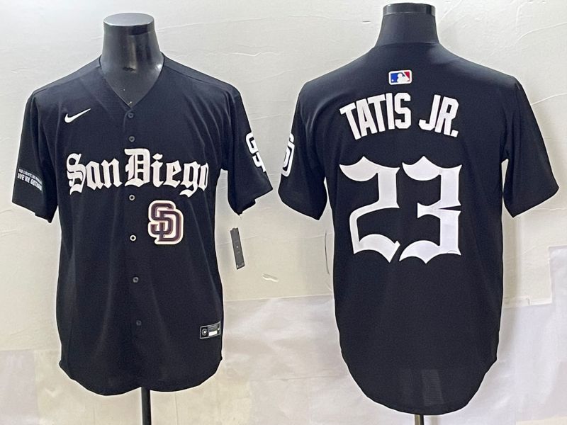 Men 2025 San Diego Padres #23 Tatis jr Black Five generations Joint Name Nike MLB Jersey style 17